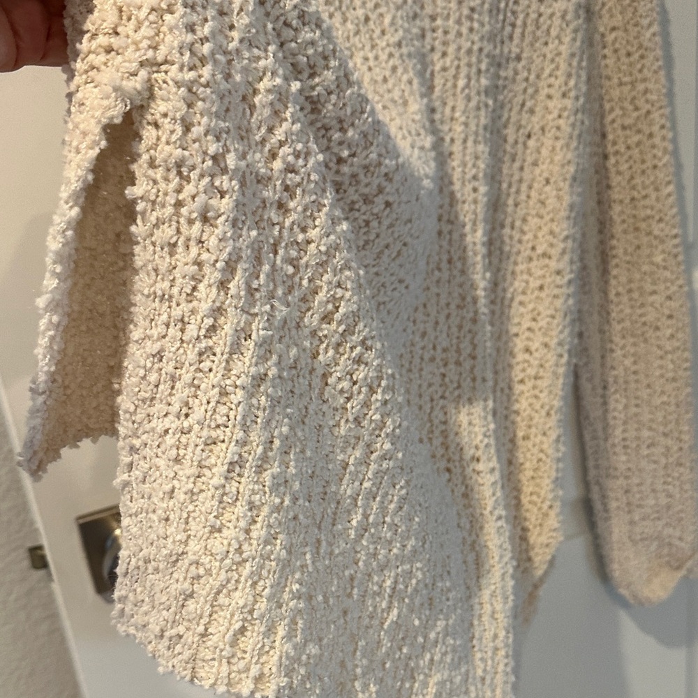 LUCA + GRAE Cream V-Neck Textured Knit Sweater LARGE NWOT